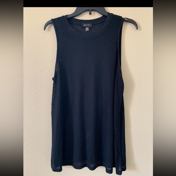 AB STUDIO Women’s Black Ribbed Sheer Sleeveless Top NWOT SIZE XL - Picture 7 of 8